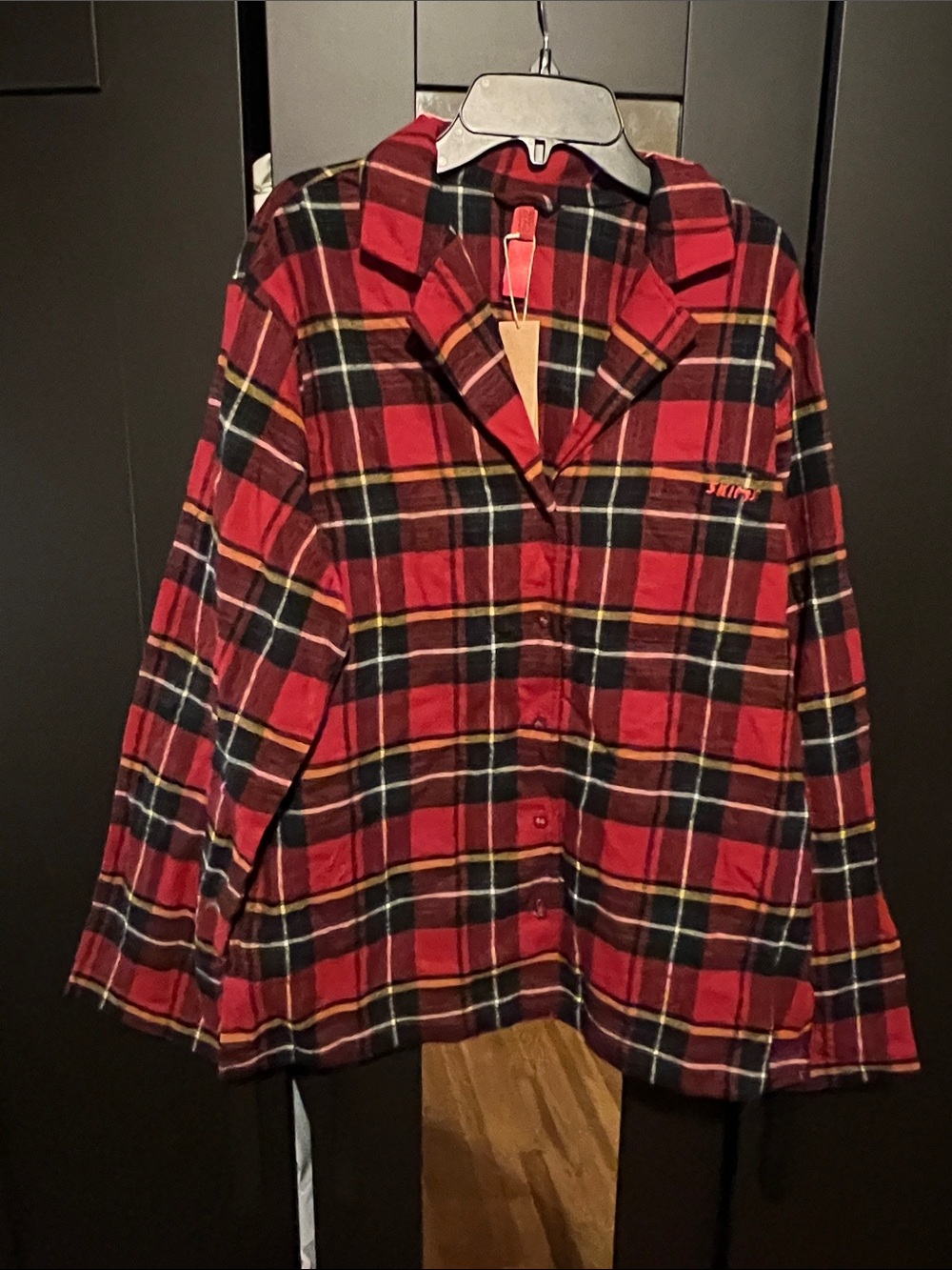 SKIMS Flannel brick holiday plaid size L
